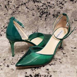 Steve Madden Moxxi Clear Green Ankle Strap Pumps Heels 13